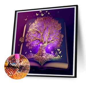 Tree Of Wisdom In Book 30*30CM (canvas) Full Round Drill Diamond Painting