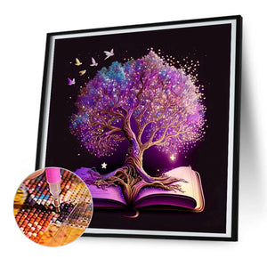 Tree Of Wisdom In Book 30*30CM (canvas) Full Round Drill Diamond Painting