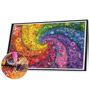 Rainbow Swirl Flowers 70*50CM (canvas) Full Square Drill Diamond Painting