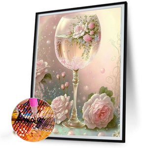 Goblet And Flowers 30*40CM (canvas) Full Square Drill Diamond Painting