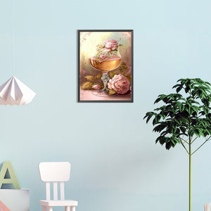 Goblet And Flowers 20*30CM (canvas) Full Square Drill Diamond Painting