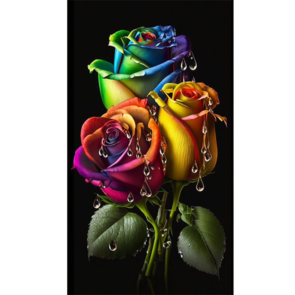 Water Drop Rose 40*70CM (canvas) Full Round Drill Diamond Painting