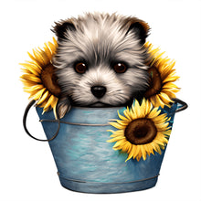 Load image into Gallery viewer, Sunflower Puppy In Iron Bucket 30*30CM (canvas) Full Round Drill Diamond Painting
