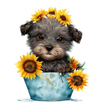 Load image into Gallery viewer, Sunflower Puppy In Iron Bucket 30*30CM (canvas) Full Round Drill Diamond Painting
