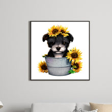 Load image into Gallery viewer, Sunflower Puppy In Iron Bucket 30*30CM (canvas) Full Round Drill Diamond Painting
