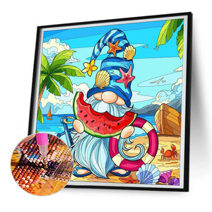 Goblin Eating Watermelon 30*30CM (canvas) Full Round Drill Diamond Painting