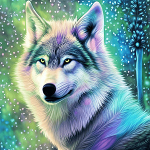 Aurora Wolf 30*30CM (canvas) Full Round Drill Diamond Painting