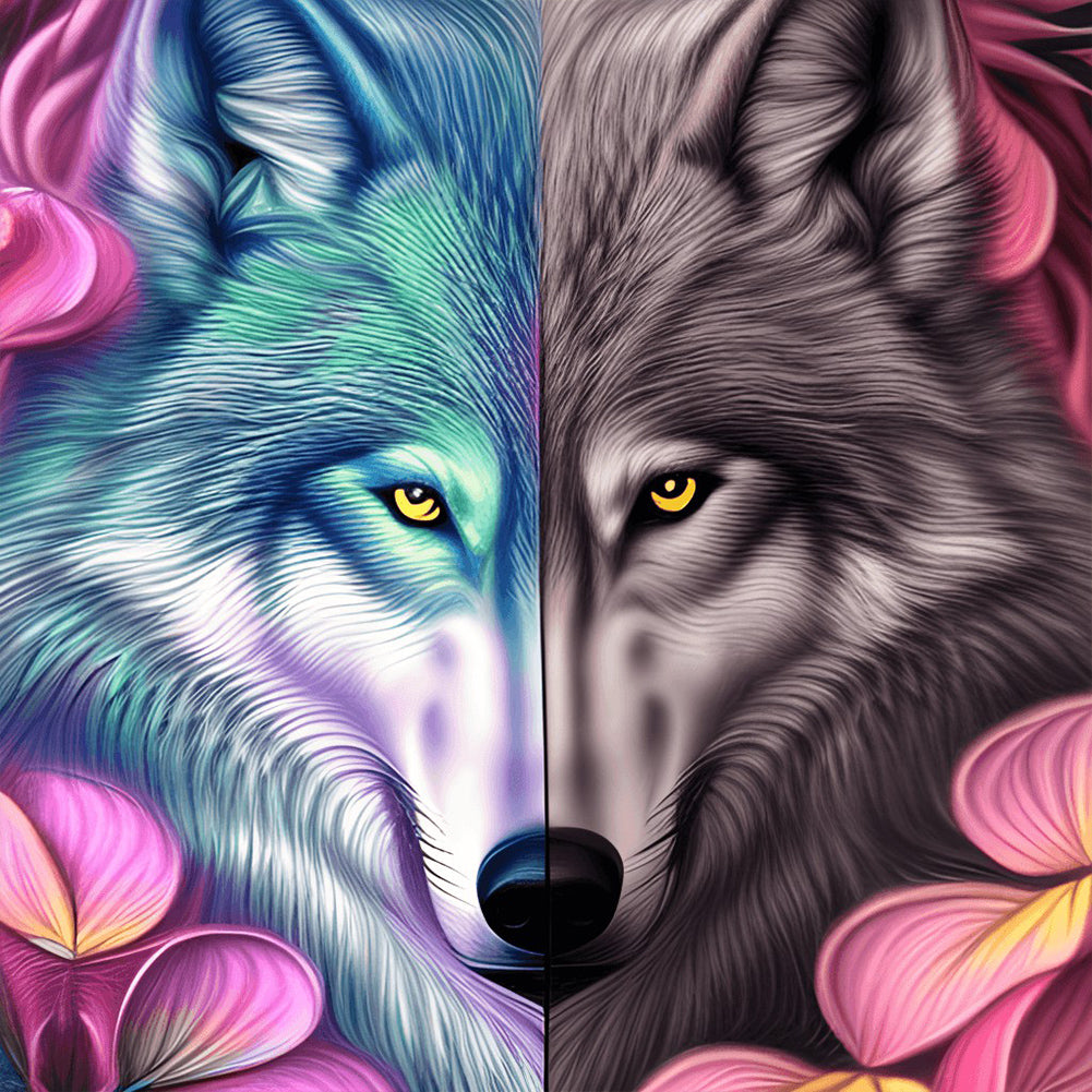 Aurora Wolf 30*30CM (canvas) Full Round Drill Diamond Painting