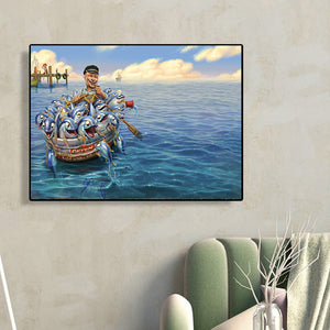 Old Fisherman 40*30CM (canvas) Full Round Drill Diamond Painting