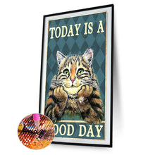 Load image into Gallery viewer, Cat Calligraphy And Painting - Good Day 30*45CM (canvas) Full Round Drill Diamond Painting
