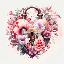 Load image into Gallery viewer, Flower Love Lock 30*30CM (canvas) Full Round Drill Diamond Painting
