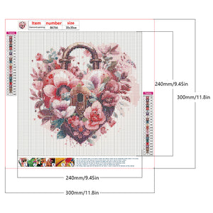 Flower Love Lock 30*30CM (canvas) Full Round Drill Diamond Painting