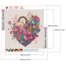 Load image into Gallery viewer, Flower Love Lock 30*30CM (canvas) Full Round Drill Diamond Painting
