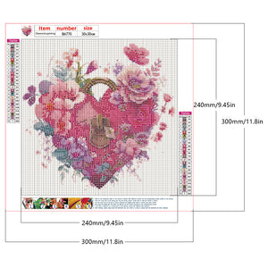 Flower Love Lock 30*30CM (canvas) Full Round Drill Diamond Painting