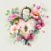 Load image into Gallery viewer, Flower Love Lock 30*30CM (canvas) Full Round Drill Diamond Painting
