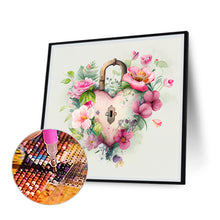 Load image into Gallery viewer, Flower Love Lock 30*30CM (canvas) Full Round Drill Diamond Painting
