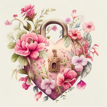 Load image into Gallery viewer, Flower Love Lock 30*30CM (canvas) Full Round Drill Diamond Painting
