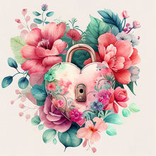 Load image into Gallery viewer, Flower Love Lock 30*30CM (canvas) Full Round Drill Diamond Painting
