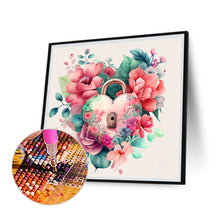 Load image into Gallery viewer, Flower Love Lock 30*30CM (canvas) Full Round Drill Diamond Painting
