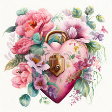 Load image into Gallery viewer, Flower Love Lock 30*30CM (canvas) Full Round Drill Diamond Painting
