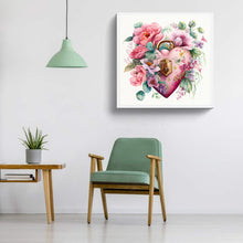 Load image into Gallery viewer, Flower Love Lock 30*30CM (canvas) Full Round Drill Diamond Painting
