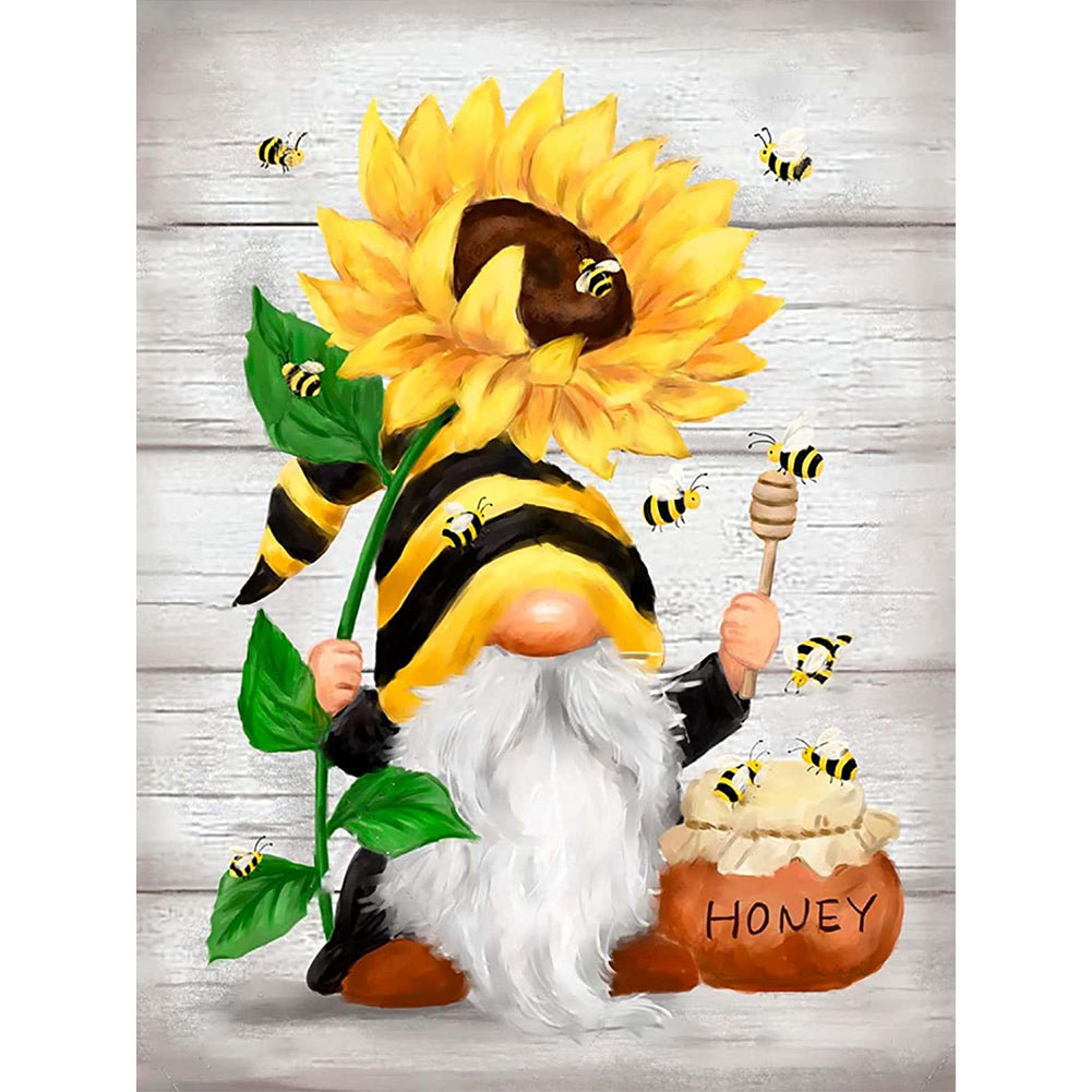 Sunflower Gnome 30*40CM (canvas) Full Round Drill Diamond Painting