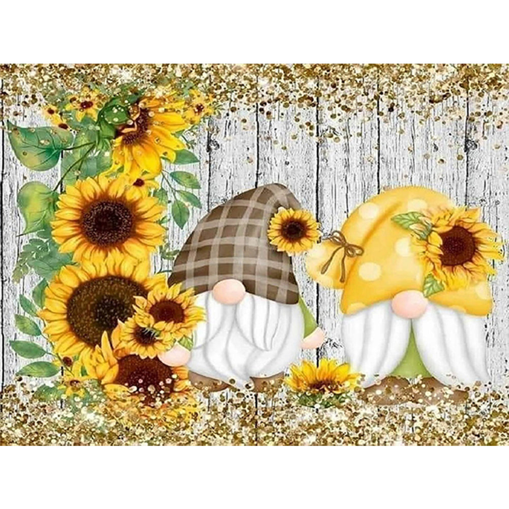 Sunflower Gnome 40*30CM (canvas) Full Round Drill Diamond Painting