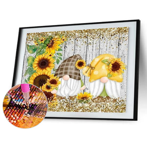 Sunflower Gnome 40*30CM (canvas) Full Round Drill Diamond Painting