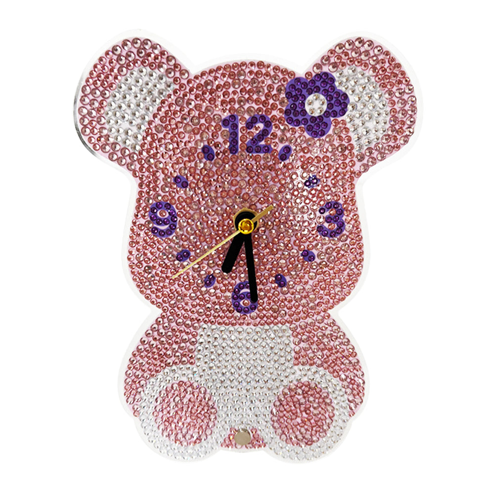 DIY Crystal Diamond Clock Art Craft Set 5D Diamond Art Mosaic Clock Cartoon Gift
