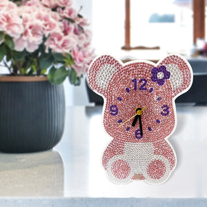 DIY Crystal Diamond Clock Art Craft Set 5D Diamond Art Mosaic Clock Cartoon Gift