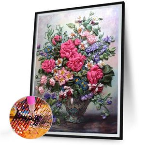 Vase Bouquet 30*40CM (canvas) Full Round Drill Diamond Painting