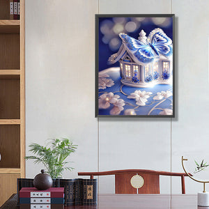 Blue Butterfly House 40*50CM (canvas) Full Square Drill Diamond Painting