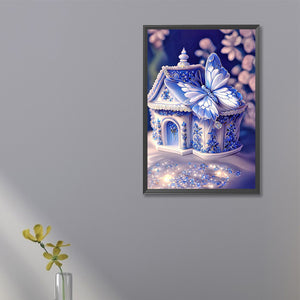 Blue Butterfly House 20*30CM (canvas) Full Square Drill Diamond Painting