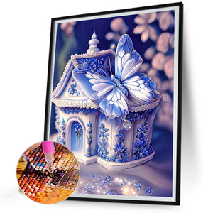 Blue Butterfly House 40*50CM (canvas) Full Square Drill Diamond Painting