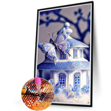 Load image into Gallery viewer, Blue Butterfly House 20*30CM (canvas) Full Square Drill Diamond Painting
