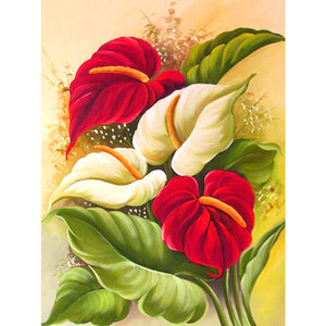 Big Red Flower 40*50CM (canvas) Full Round Drill Diamond Painting