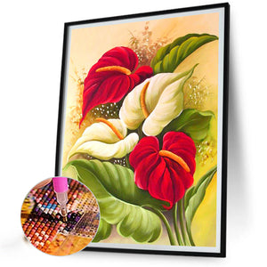 Big Red Flower 40*50CM (canvas) Full Round Drill Diamond Painting