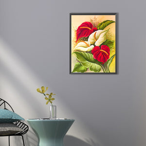 Big Red Flower 40*50CM (canvas) Full Round Drill Diamond Painting