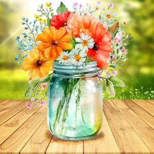 Jar Of Flowers 30*30CM (canvas) Full Round Drill Diamond Painting