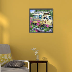 Summer Camping Car 30*30CM (canvas) Full Round Drill Diamond Painting