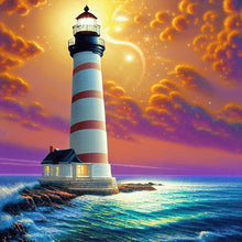 Load image into Gallery viewer, Cross Sea Lighthouse 30*30CM (canvas) Full Round Drill Diamond Painting
