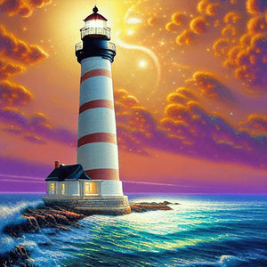 Cross Sea Lighthouse 30*30CM (canvas) Full Round Drill Diamond Painting