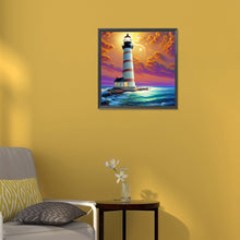 Load image into Gallery viewer, Cross Sea Lighthouse 30*30CM (canvas) Full Round Drill Diamond Painting
