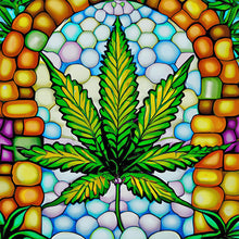 Load image into Gallery viewer, Stained Glass Art - Cannabis 40*40CM (canvas) Full Round Drill Diamond Painting
