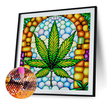 Load image into Gallery viewer, Stained Glass Art - Cannabis 40*40CM (canvas) Full Round Drill Diamond Painting
