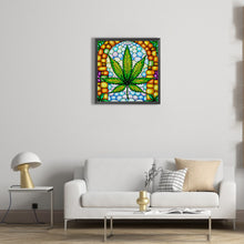 Load image into Gallery viewer, Stained Glass Art - Cannabis 40*40CM (canvas) Full Round Drill Diamond Painting
