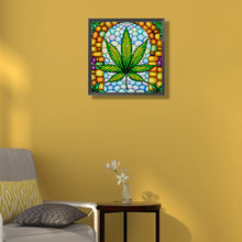 Load image into Gallery viewer, Stained Glass Art - Cannabis 40*40CM (canvas) Full Round Drill Diamond Painting
