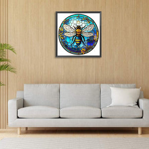 Round Plate Glass Bee 30*30CM (canvas) Full Round Drill Diamond Painting