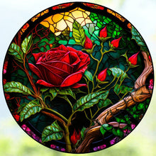 Load image into Gallery viewer, Round Plate Glass Red Rose 30*30CM (canvas) Full Round Drill Diamond Painting
