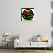 Load image into Gallery viewer, Round Plate Glass Red Rose 30*30CM (canvas) Full Round Drill Diamond Painting
